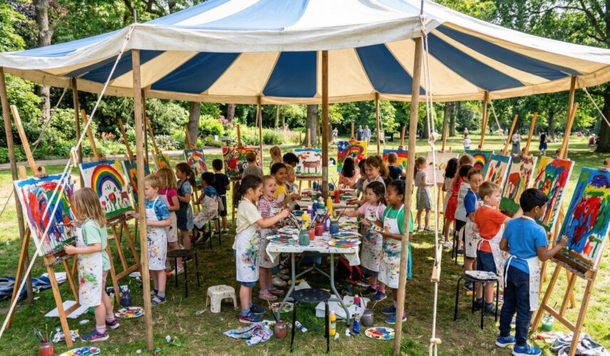 activité peinture en plein air avec nounou event